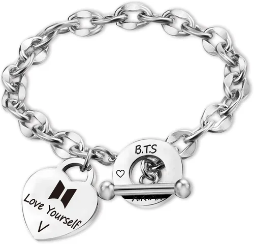 G-Ahora Kpop BT Bangtan Boys Bracelet to Love Yourself Army Never Mind Charm Bracelet Inspirational Gift BT Lover Fans Jewelry Gift for BT Fans Girl