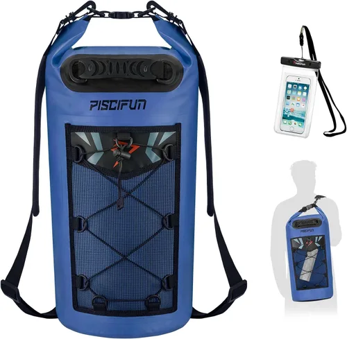 Miniatura 30 de Piscifun Bolsa seca, mochila flotante impermeable 10L/20L/30L/40L con funda impermeable para teléfono para navegación, kayak, pesca Negro