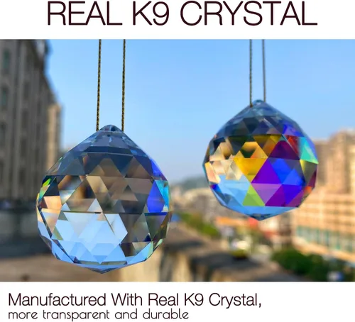 Miniatura 2 de STINO - 2 piezas prismas atrapasoles de bola de cristal de 4cm, atrapasoles colgantes con prisma de vidrio, creador de arcoíris para ventanas