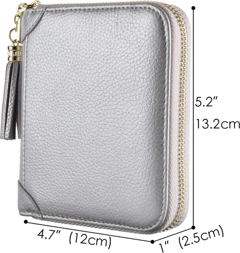 Miniatura 5 de Easyoulife - Billetera de piel con cierre y tarjetero para mujer, con bloqueo de interferencia de radiofrecuencia (RFID), cartera Rfid, M
