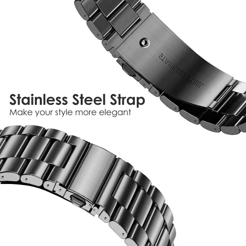 Miniatura 3 de E ECSEM Correa compatible con Amazfit T-Rex/T-Rex Pro, correa de repuesto de metal de acero inoxidable sólido para reloj inteligente Amazfit T-Rex