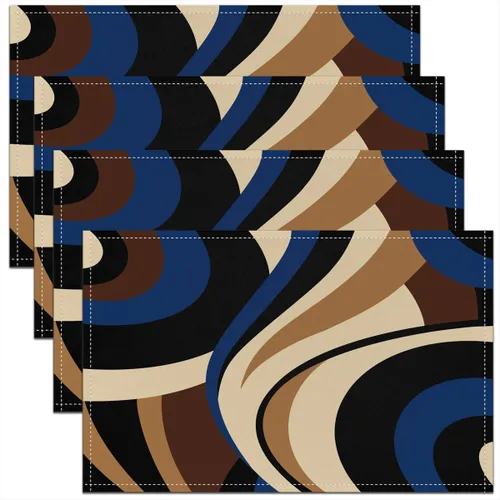 Miniatura 6 de Modern Circles - Juego de 4 manteles individuales de 12 x 18 pulgadas, patrón geométrico abstracto, decorativo, para niños, adolescentes y adultos