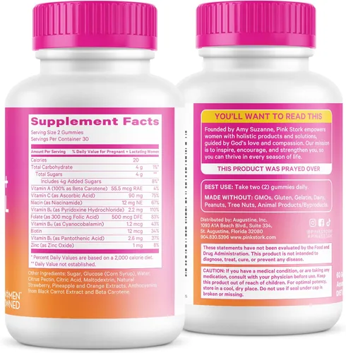 Miniatura 8 de Pink Stork Fertilidad + vitaminas prenatales + gomosas posnatales – Apoyo completo para el viaje de la maternidad – Multivitamínico con folato
