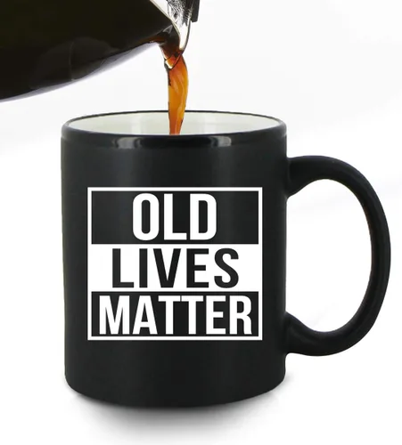Miniatura 2 de DU VINO Old Lives Matter Taza de café de 11 onzas, divertido regalo de cumpleaños o jubilación para personas mayores mayores, regalo de broma