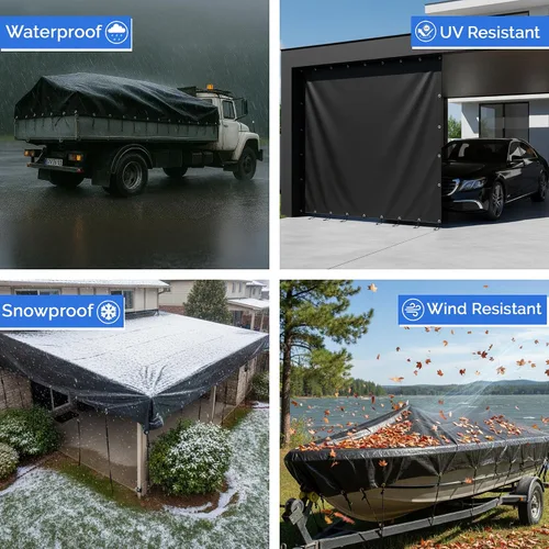 Miniatura 3 de Lonas en varios tamaños, lona impermeable de 18 onzas, lona de PVC 100% resistente a los rayos UV y a la intemperie, perfectas para toldo, tienda