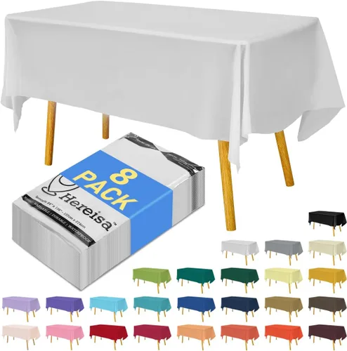 Miniatura 91 de Paquete de 3 manteles de plástico desechables de 54 x 108 pulgadas, manteles de color blanco hueso, manteles de fiesta nupcial para fiestas