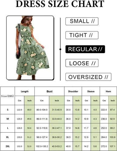 Miniatura 5 de YESNO Vestidos de verano para mujer, con volantes, manga casquillo, vestido casual bohemio con corpiño fruncido con bolsillos, E05