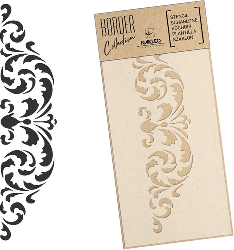 Miniatura 11 de NAKLEO Plantilla de pared de borde de 8.3 x 17.7 pulgadas, patrón de adorno Art Nouveau, plantilla de plástico reutilizable, pintura a rayas, arte