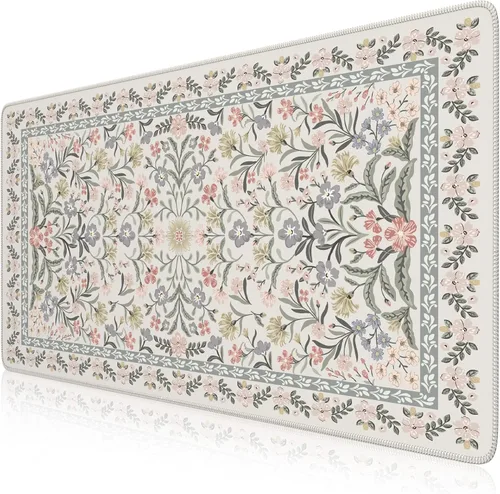 Miniatura 20 de iCasso Alfombrilla de mouse estética pequeña con diseño floral, mini alfombrilla de mouse portátil rosa, antideslizante y cómoda, de tela para mouse