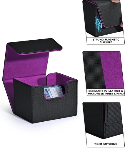 Miniatura 6 de Caja de almacenamiento para cartas ZLCA para cartas de intercambio, caja de cubierta MTG Commander para cartas con manga individual, caja de Negro