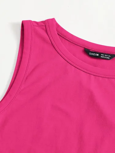 Miniatura 3 de SheIn Camiseta sin mangas con cuello redondo y espalda cruzada básica para mujer