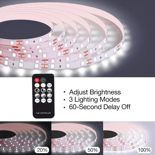 Miniatura 6 de Tira de luces LED blancas, tira de luz regulable mejorada de 16.4 pies con control remoto de luz blanca brillante de 6500 K, 300 luces LED flexibles
