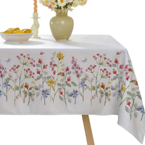 SASTYBALE - Mantel floral de verano, rectangular de 52 x 70 pulgadas, estampado de flores coloridas, mantel impermeable para exteriores, a prueba de