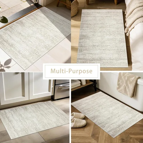 Miniatura 5 de Srugn Alfombras lavables de 2 x 3 pies para cocina, sala de estar, dormitorio, alfombra pequeña de pelo bajo antideslizante para entrada de baño