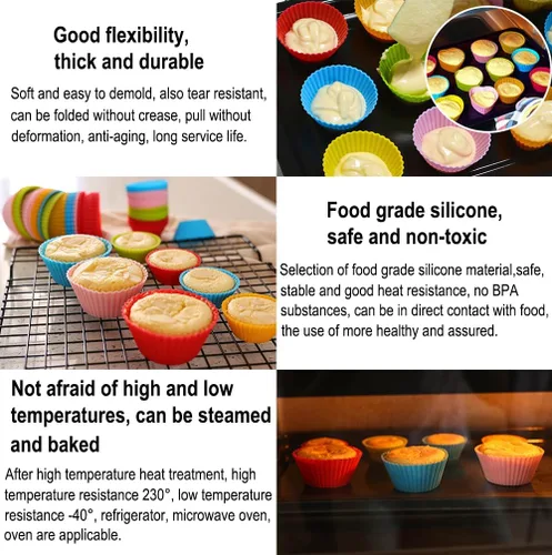 Miniatura 3 de AKOAK Tazas antiadherentes de silicona reutilizables para hornear, moldes para pasteles, accesorios de cocina para hornear, herramientas para hacer