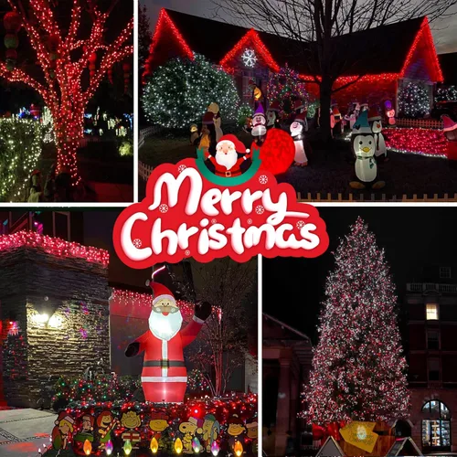 Miniatura 3 de OZS Guirnalda de luces de Navidad conectables rojas y blancas, paquete de 2 luces de Navidad de 164 pies en total de 400 LED para Rojo y blanco