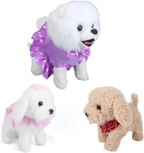 Miniatura 6 de Juguete de Cachorro de Peluche Interactivo que Camina, Perro Robot Electrónico con Control Remoto Cola Realista que Menea, Juego de Aseo Rico