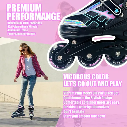 Miniatura 2 de Patines en línea ajustables para niños y niñas de 4 a 16 años, todas las 8 ruedas de los patines en línea se iluminan, patines en línea para niños