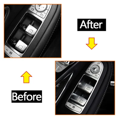 Miniatura 3 de Moonlinks Cubiertas de botón de interruptor de ventana para Mercedes Benz C E GLC Class, tapas de botón de reparación del interruptor de ventana