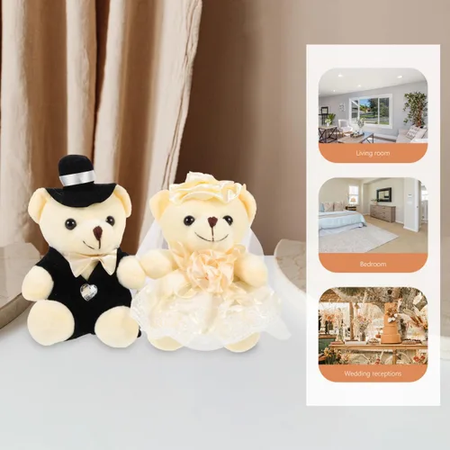 Miniatura 8 de 2 adornos de oso de boda, adorables osos de peluche para novia y novio, perfectos para decoración de bodas, día de San Valentín, oficina en casa