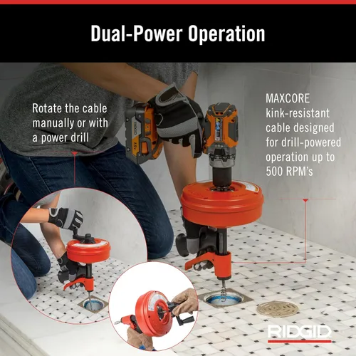 Miniatura 5 de Ridgid 57043 POWER SPIN+ Power Spinner Limpiador de drenaje Power Spin+ / Rojo