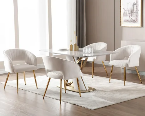 Miniatura 7 de KCC Juego de 2 Sillas de Comedor de Acento Moderno, Sillas de Comedor Tapizadas en Terciopelo con Respaldo Hueco, Sillas de Cocina Acolchadas Sillas