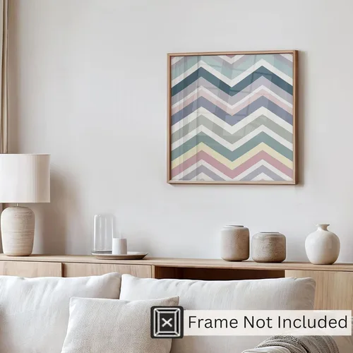 Miniatura 4 de Ethan Taylor Abstract Wall Art Prints Unframed Square Posters 'Retro 70s Hippie Chevron Pattern II' Retro Home Décor for Living Room, Bedroom