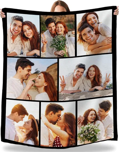 Miniatura 7 de Manta personalizada con fotos, texto, fotos personalizadas, collage, regalos personalizados para él, su amante, aniversario, cumpleaños, regalos 6