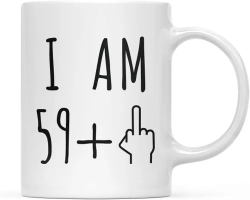 Miniatura 34 de Andaz Press Divertida taza de café de 11 onzas, regalo de broma de cumpleaños, I Am 49 + 1 dedo medio, 1 paquete, ideas de regalo de cumpleaños 50