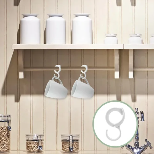 Miniatura 6 de 6 ganchos blancos para colgar, ganchos en S multiusos para colgar luces de cadena al aire libre, plantas, luces de patio de Navidad