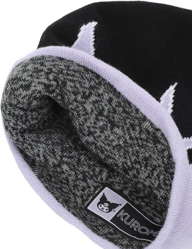 Miniatura 4 de Bioworld Kuromi Flame Skull - Gorro reversible gris, negro y morado, Multi colorido