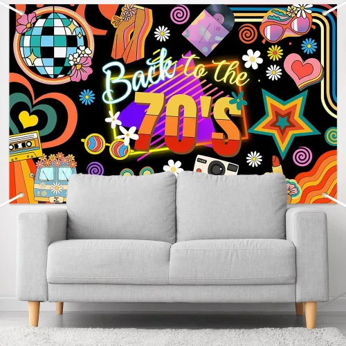 Miniatura 6 de Lofaris Banner de los años 70: decoraciones de fiesta de regreso a los 70, fondo retro de fotografía con temática de discoteca para fiesta