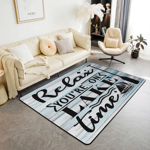Miniatura 13 de Lake House - Alfombra rústica de 3 x 5 pies para niños, para sala de estar, para niños y niñas, decoración de reglas del lago, alfombra decorativa