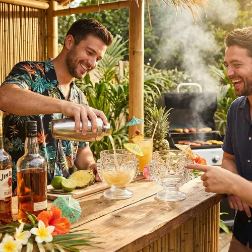 Miniatura 6 de TOPZEA Paquete de 4 vasos Tiki de 14 onzas, juego de tazas Tiki transparentes modernas, vasos de cóctel de bar, tazas hawaianas para fiesta Luau