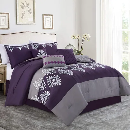 Miniatura 2 de MERRY HOME Juego de edredón de cama – Juego de edredón de tamaño King (14.11 oz/m²), juego de edredón de 7 piezas suave y cómodo para todas las Gris
