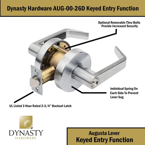Miniatura 5 de Dynasty Hardware AUG-26D - Palanca de servicio comercial (grado 2, ADA, acabado cromado satinado)