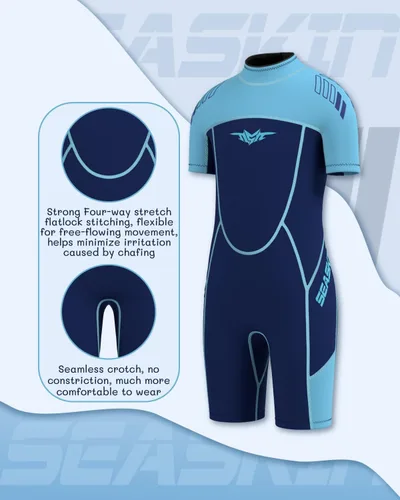 Miniatura 3 de Seaskin Traje de neopreno para niños y niñas de 0.118 pulgadas (0.118 in), con cremallera en la espalda, trajes térmicos para natación, buceo, surf