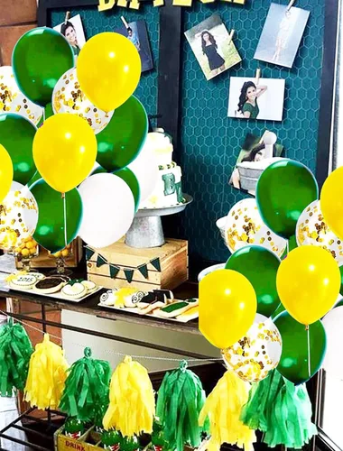 Miniatura 8 de Decoraciones de fiesta de graduación verde y amarillo 2026/decoraciones de graduación verde amarillo clase de 2026/globos verdes amarillos/ globo