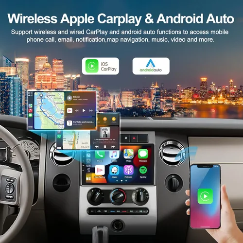 Miniatura 3 de 4G+64G Radio de coche estéreo para Ford Expedition 2007-2014 con CarPlay inalámbrico Android Auto 9 "Pantalla táctil Radio Android 13 Estéreo