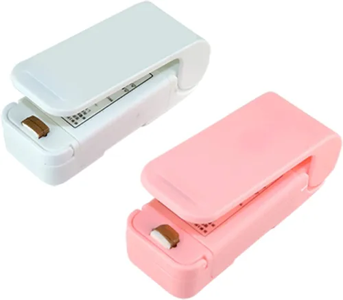 Miniatura 2 de Mini sellador térmico para bolsas de alimentos, sellador de bolsas efectivo, fácil de usar, mini sellador de bolsas ABS para el hogar, color rosa