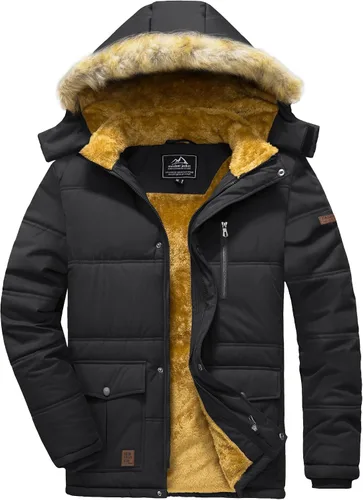 Miniatura 2 de MAGCOMSEN Men's Winter Coat Fleece Lined Parka Jacket Hooded Puffer Jacket Thicken Warm Fur Coat Men Outerwear