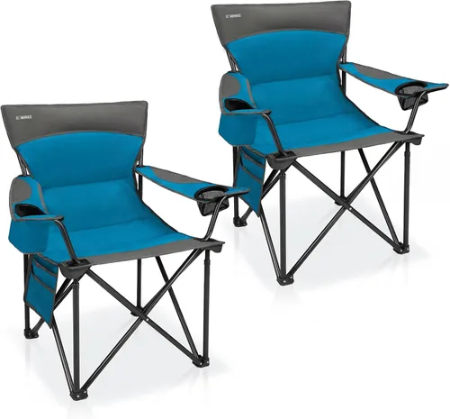 Miniatura 9 de Sillas de camping portátiles de gran tamaño, sillas plegables para exteriores con bolsillo y portavasos, bolsa de transporte para camping, portones
