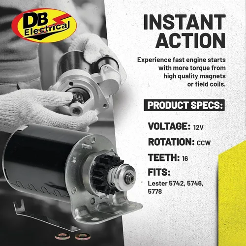 Miniatura 2 de DB Electrical 410-22003 Arrancador compatible con/reemplazo para Briggs & Stratton, John Deere y United Tech, motor de arranque para cortacésped