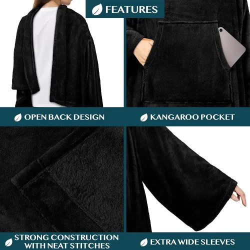 Miniatura 2 de PAVILIA Manta con Mangas para Adultos Mujeres Hombres, Manta Suave y Cálida Usable de Vellón Envolvente Tipo Throw, Manta Bata Regalo
