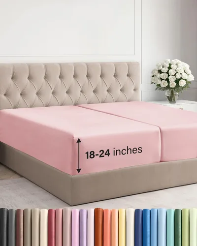 Miniatura 107 de Sábana bajera ajustable extra profunda tamaño completo – Sábana bajera individual de lujo para hotel únicamente – Se adapta fácilmente a colchones