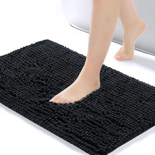 Miniatura 19 de FRESHMINT - Alfombras de baño de chenilla, 32"x20", alfombra antideslizante para el piso del baño y la bañera, alfombra de ducha suave y lavable