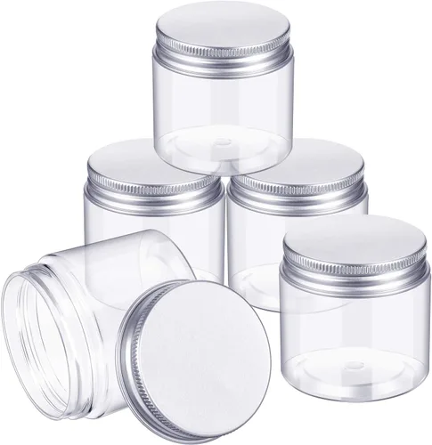 Miniatura 7 de Paquete de 12 tarros de plástico transparente de boca ancha con tapas para productos de belleza (3 onzas)