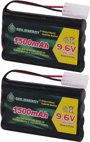 Paquete de 2 baterías recargables de 9.6 V 1500 mAh NI-MH Tamiya Plug para RC Coche Barcos Robots