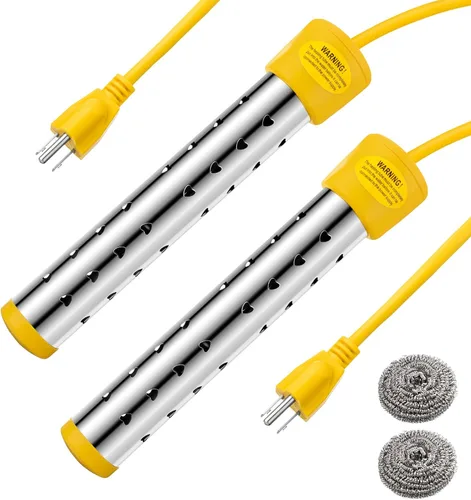 Treela 2 calentadores de agua de inmersión portátiles eléctricos sumergibles para piscina/bañera de hidromasaje con 304 SS para bañera, cubo,