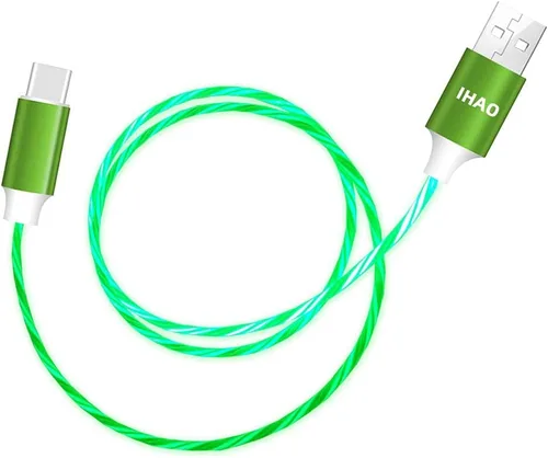 Miniatura 27 de IHAO Cable de carga multipuerto, 3 combinaciones en un cable USB A a USB C/Micro USB PD, cable de carga rápida iluminado LED que fluye compatible